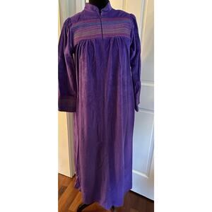 VINTAGE Appel Long Robe Women’s Small House Coat Purple W/ Rainbow Stripe Accent
